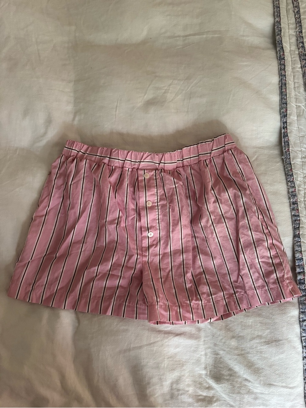 ASOS Pink Striped boxer Style Shorts